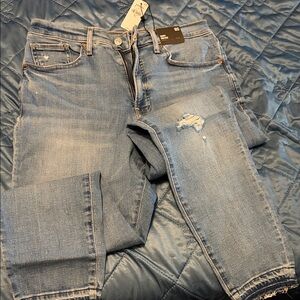 Express Light Blue Straight Leg Jeans